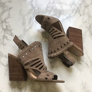 Vince Camuto Reston Suede leather Studded block heel sandal